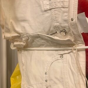 Embellished White shorts with Silver Accents
